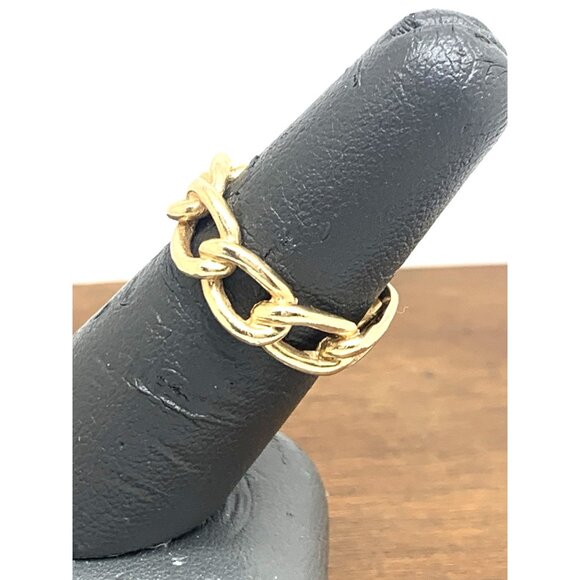 Wedding Band 14k Yellow Gold Ring 6.5mm Wide Curb Chain Estate Jewelry Size 6.5 - Picture 9 of 15